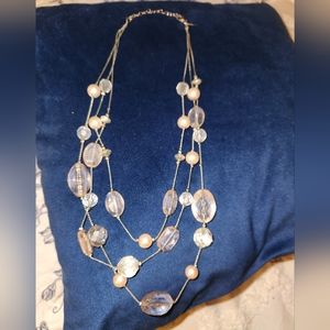 Soft Pink & Pearl 3 tier necklace